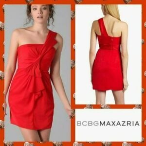 BCBGMAXAZRIA Palais One Shoulder Luxe Satin Dress Women's Size 2